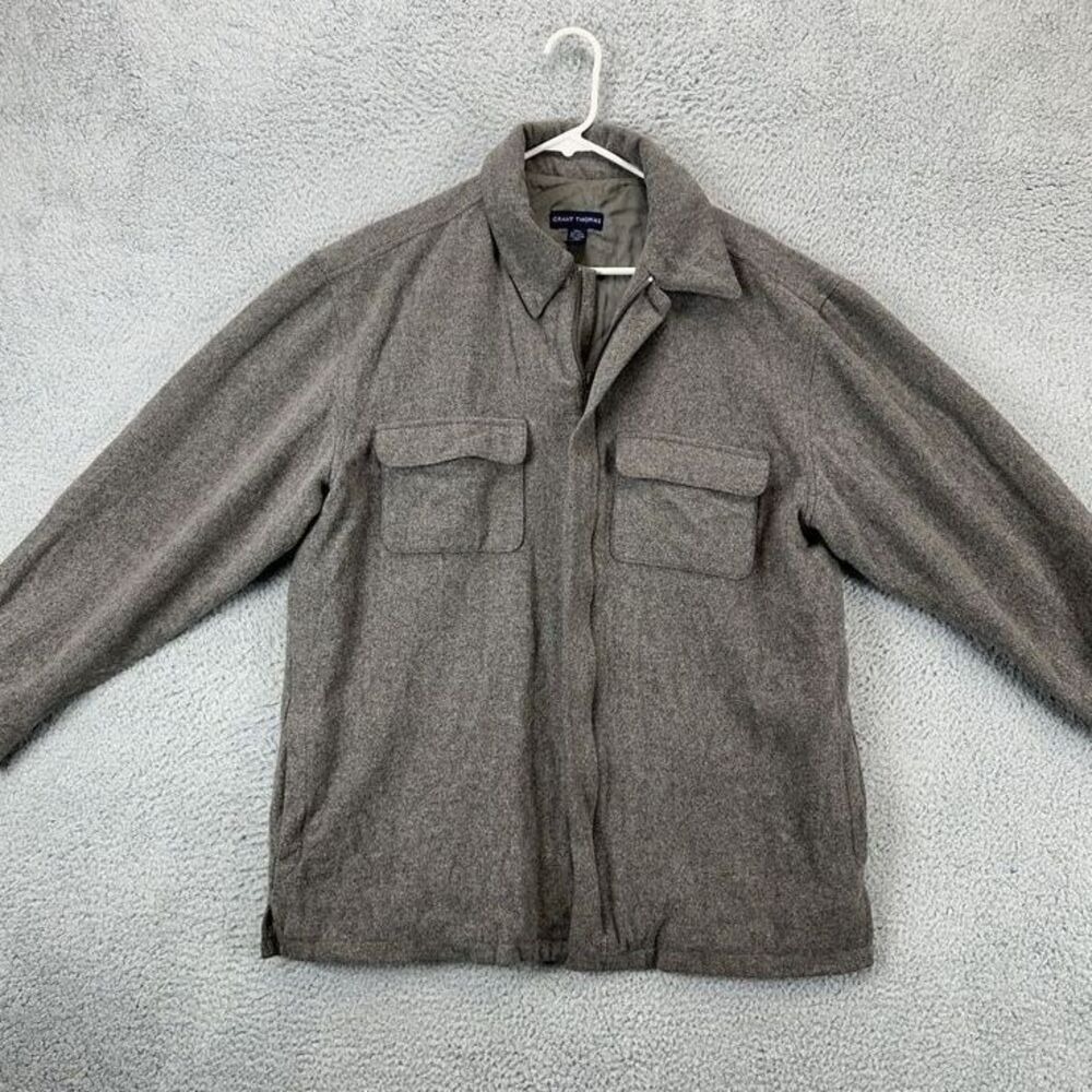 Grant Thomas Wool Nylon Blend Full Zip Jacket Adult Medium Grey Collared Mens